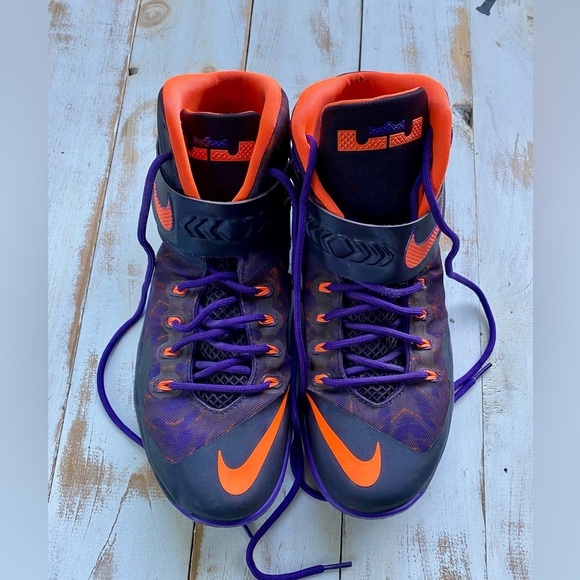 NIKE LeBron Zoom Soldier VIII PRM black orange sneakers hi-top 2014 sz 12 EUC main image 8
